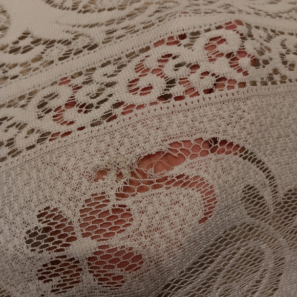 Vtg Quaker Lace Tablecloth Beige Rectangular Floral Tulip 70x54 Cottagecore - Picture 5 of 5